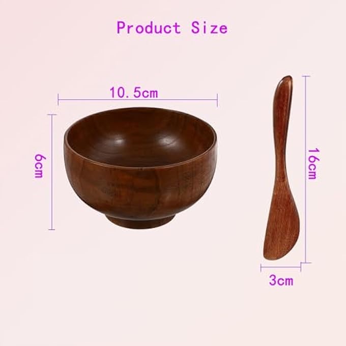Bukela FACE MASK MIXING BOWL SET, 3PCS WOODEN WITH SPATULA MIXING SPOON KIT FOR DIY MAKING MASK NATURAL WOOD COSMETIC MIX BOWL FACIAL SKIN CARE TOOLS FOR WOMEN - Image 3